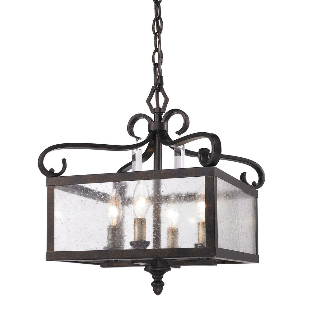 Golden Lighting-2049-SF FB-Valencia - 4 Light Convertible Semi-Flush Mount in Elegant style - 16 Inches high by 18.13 Inches wide Fired Bronze  Black Finish